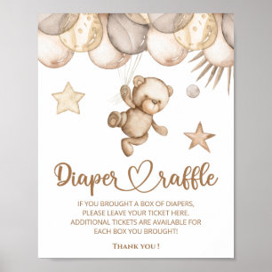 Poster We can bearly wait diaper raffle
