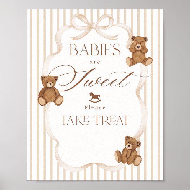 Poster We Can Bearly Wait Elegant Baby Shower sweet bar (Devant)