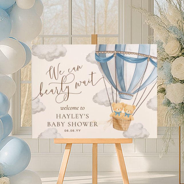 Poster We Can Bearly Wait Twins Baby Shower Welcome (Créateur téléchargé)