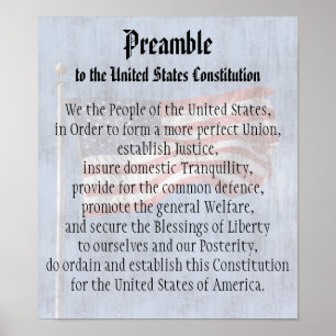 Poster We the People, Preamble US Constitution Classroom