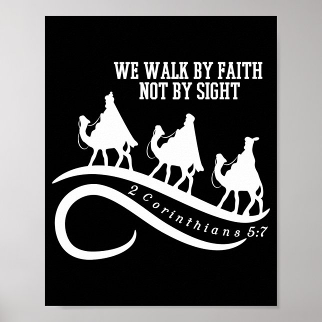 Poster We Walk By Faith Not By Sight Christian Christmas  (Devant)