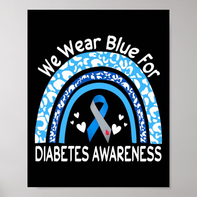 Poster We Wear Blue For Diabetes Awareness Rainbow Leopar (Devant)