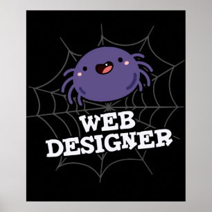 Poster Web Designer Funny Spider Pun Dark BG