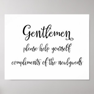Poster Wedding bathroom basket sign   Gentlemen