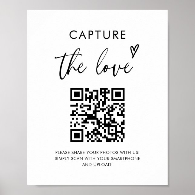 Poster Wedding Capture The Love Photo Share QR Code Sign (Devant)