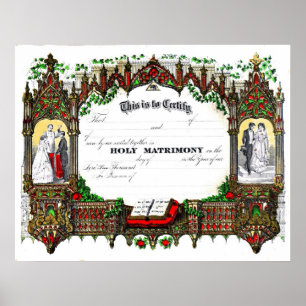 Poster wedding certificate from 1877