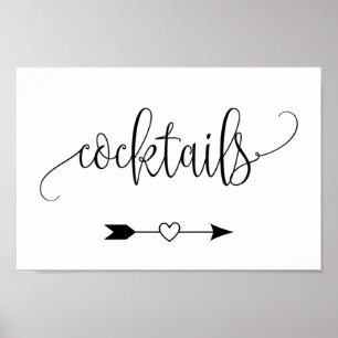 Poster Wedding Cocktails Directional Sign