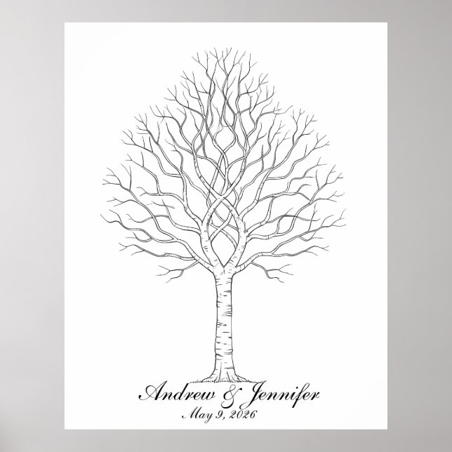 Poster Wedding Fingerprint Tree Guest Book Alternative (Devant)