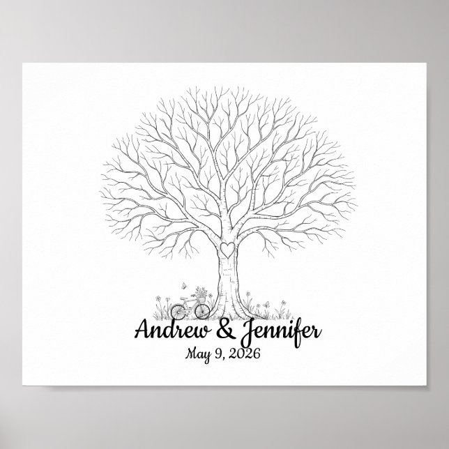 Poster Wedding Fingerprint Tree Guest Book Alternative (Devant)