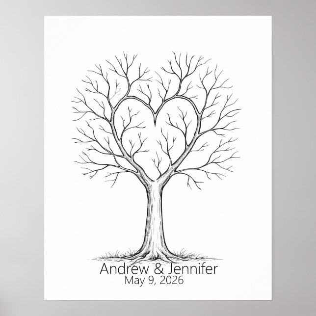 Poster Wedding Fingerprint Tree Guest Book Alternative (Devant)