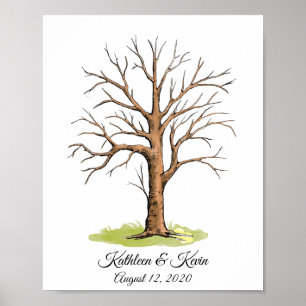 Poster Wedding Fingerprint Tree guest Book N.2