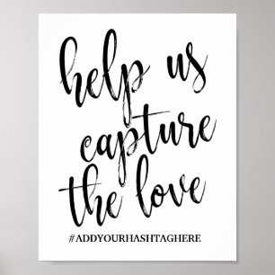 Poster Wedding Hashtag Black and White 8x10 Sign