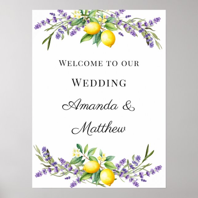 Poster Wedding lavender lemons welcome (Devant)