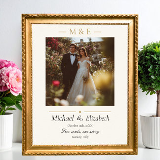 Poster Wedding Photo Elegant Ivory Gold Modern Custom