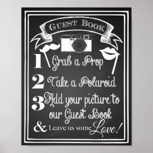 Poster Wedding photo guest book sign chalkboard