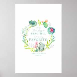 Poster Wedding Reception Guest Book Cactus Succulent Art