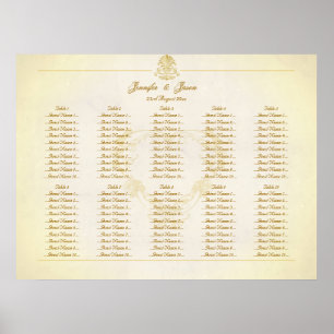 Poster Wedding Seating Plan Chart Vintage Parchment Paper