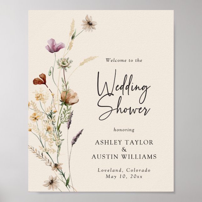 Poster Wedding shower Boho (Devant)