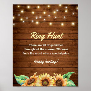 Poster Wedding shower nuptial rustique Ring Hunt Sunflowe