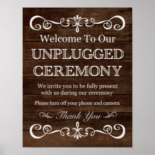 Poster Wedding Sign – Unplugged Ceremony Rustic Wedding