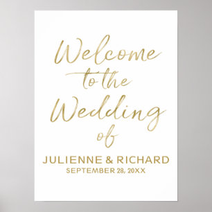 Poster Wedding Welcome Stylish Golden Lettered Sign