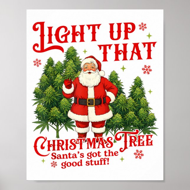 Poster Weed Lover Smoking Light Up Christmas Tree  (Devant)