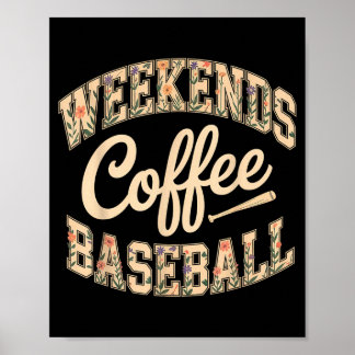 Poster Week-ends café baseball mignon rétro vie de maman 