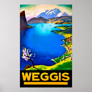 Poster Weggis, vue sur le lac de Lucerne, Suisse