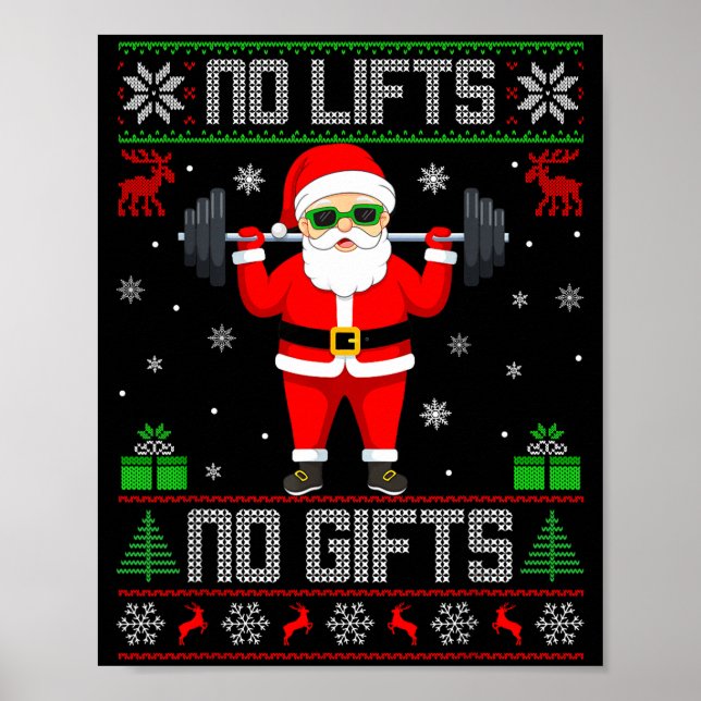 Poster Weightlifting Workout Gym Santa Christmas Ugly Swe (Devant)