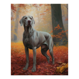 Poster Weimaraner en automne Leaves automne Inspire