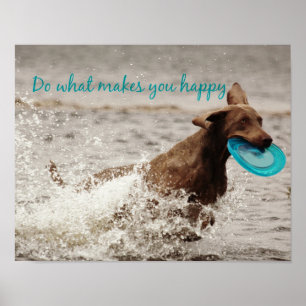 Poster Weimaraner et Happy Quote