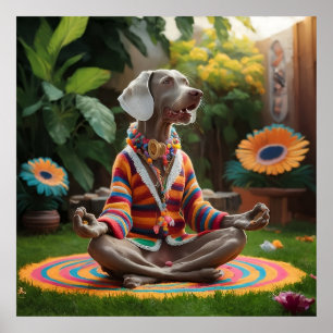 Poster Weimaraner Hippie séance de méditation Jardin Zen