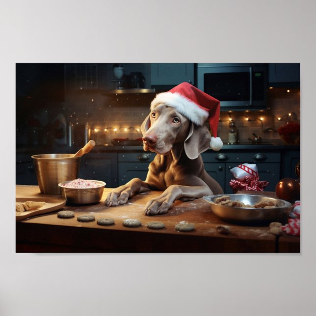 Poster Weimaraner Noël Cookies Festive Fête (Devant)