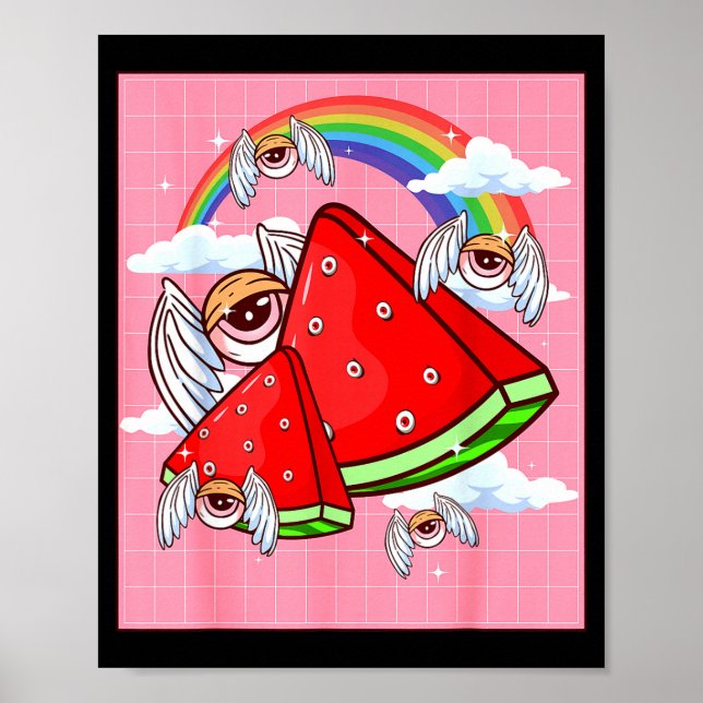 Poster Weirore Aesthetic Kawaii Watermelon Eyes Winged Ey (Devant)