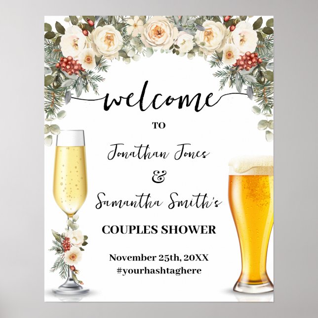 Poster Welcome Bubbles & Brews Winter Couples Shower (Devant)