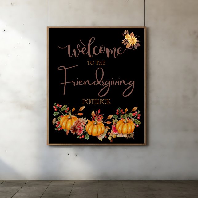 Poster Welcome Friendsgiving Potluck Autumn Celebration (Créateur téléchargé)