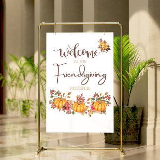 Poster Welcome Friendsgiving Potluck Autumn Celebration