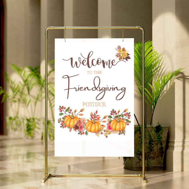 Poster Welcome Friendsgiving Potluck Autumn Celebration (Créateur téléchargé)