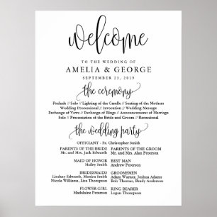 Poster Welcome wedding program sign
