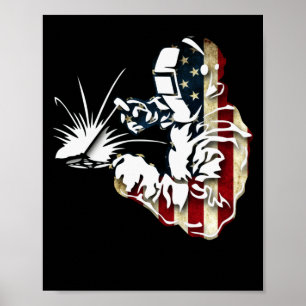Poster Welder American Flag USA Patriotic Welder Cadeau