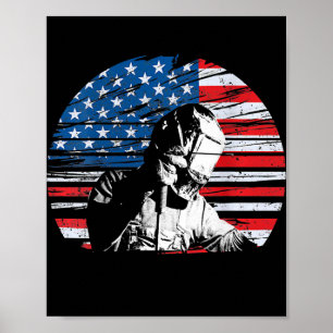 Poster Welder USA American Flag Patriotic Welder Design