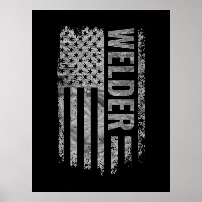 Poster Welder USA Flag Distressed design (Devant)