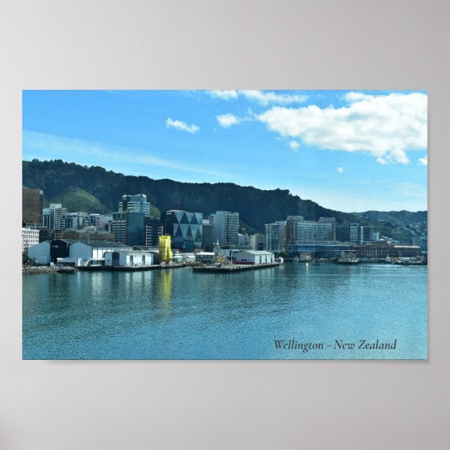 Poster Wellington - New Zealand City Skyline (Devant)