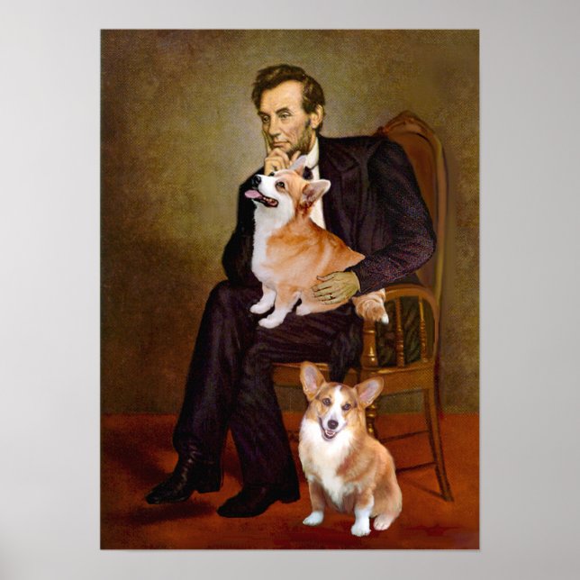Poster Welsh Corgis Pembroke - deux - Lincoln (Devant)