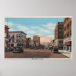 Poster Wenatchee, VUE sur rue de Wenatchee Ave.