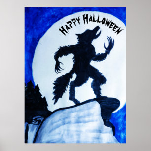 POSTER WEREWOLF HAPPY HALLOWEEN