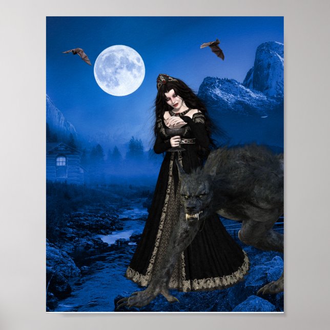 Poster Werewolf Vampire Enchantress Halloween Ful Moom (Devant)
