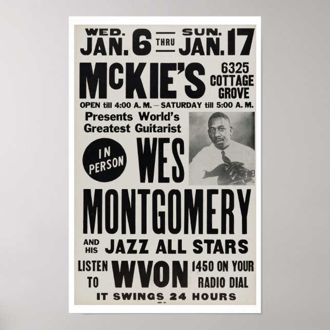 Poster Wes Montgomery au Vintage Jazz de McKie (Devant)