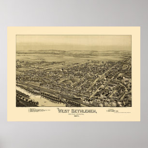 Poster West Bethlehem, PA Carte panoramique - 1894