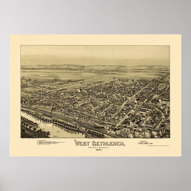Poster West Bethlehem, PA Carte panoramique - 1894 (Devant)